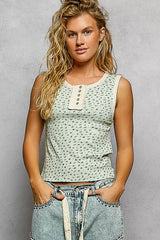 Floral Round Neck Cropped Ribbed Tank POL