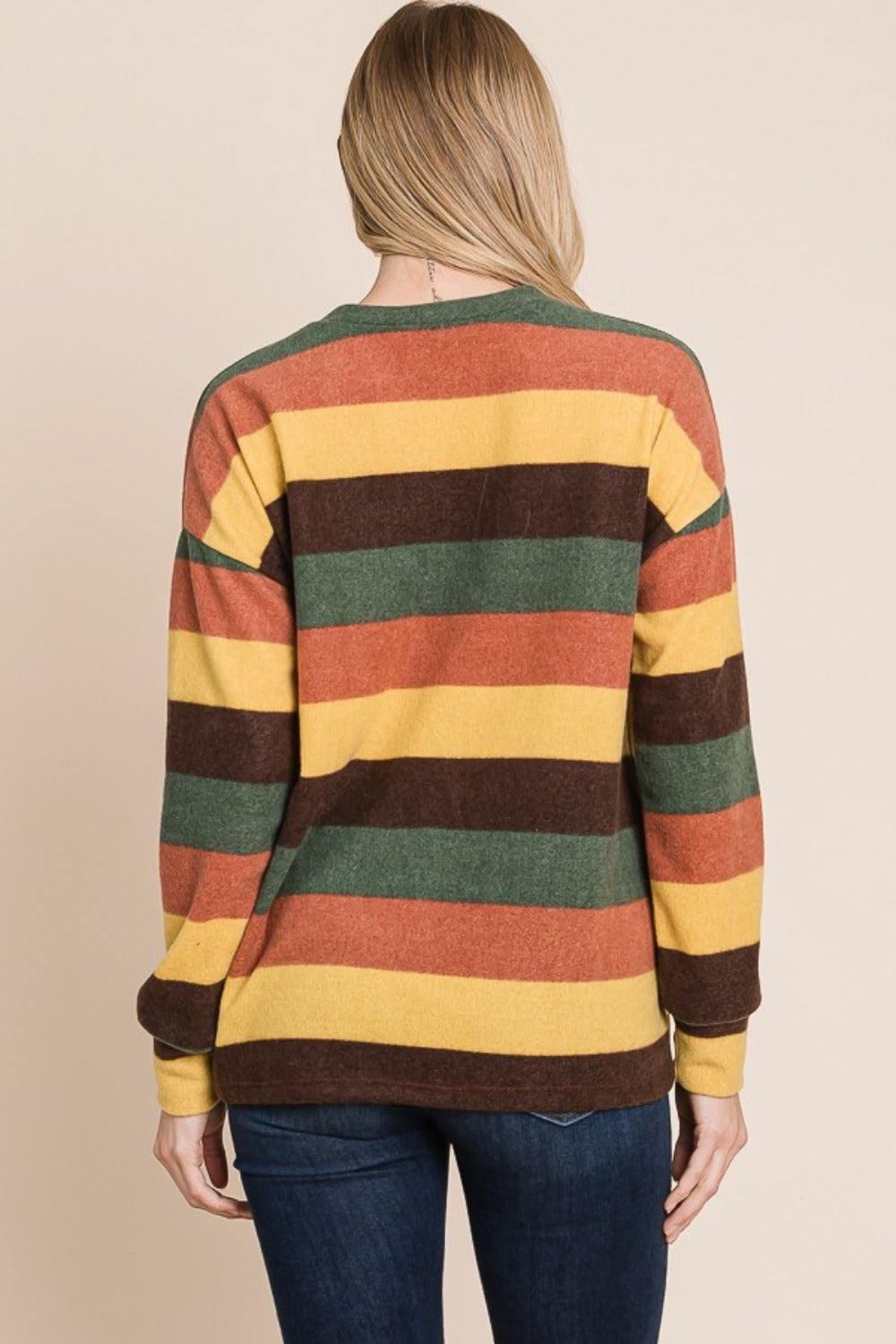 Multi-Color Striped Knit Top BomBom   