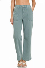 Straight Leg Utility Pocket Jeans ZENANA