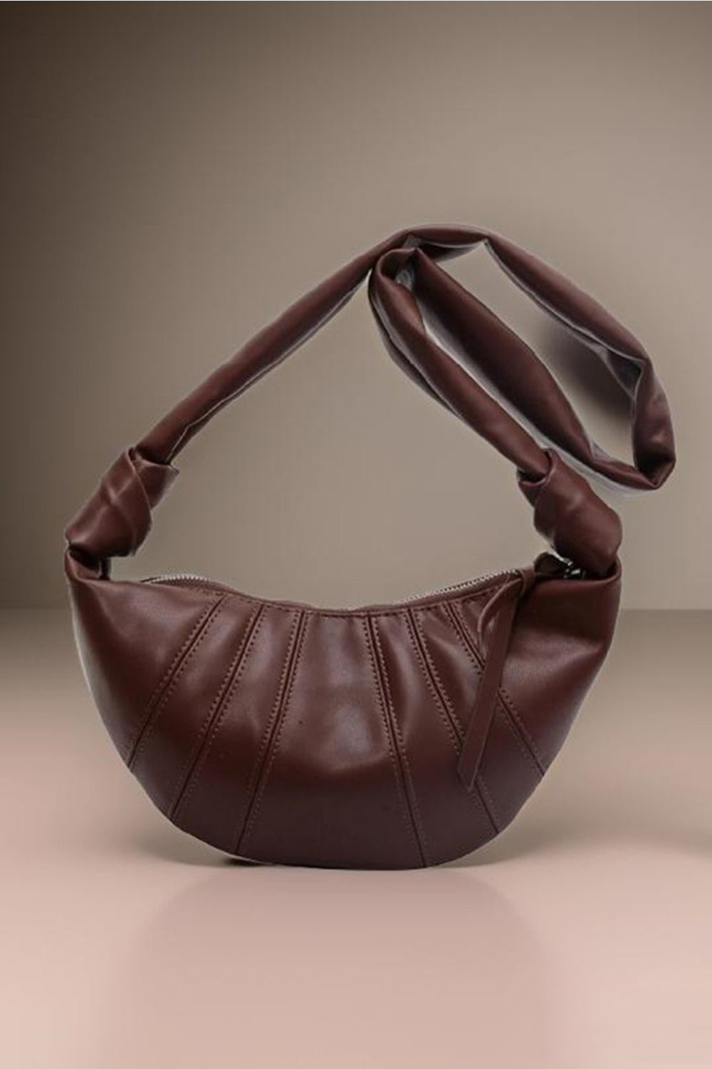 Vegan Leather Croissant Crossbody Bag ZENANA Brown One Size 