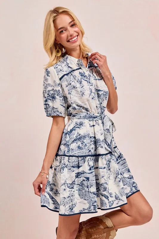 Woven Printed Tiered Dress BiBi