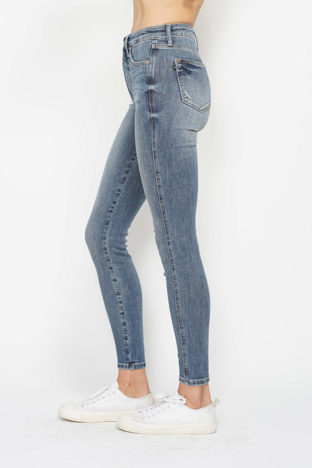 Tummy Control Contrast Wash Skinny Jeans Judy Blue   