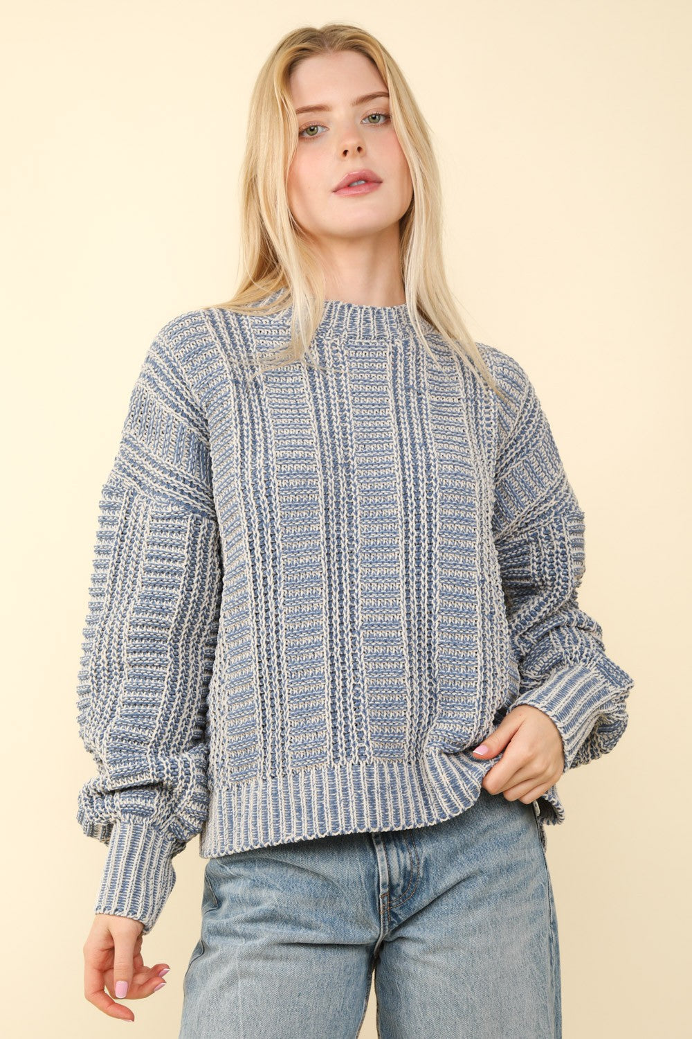 Two Tone Long Sleeve Sweater Very J   