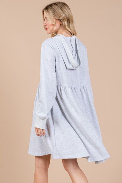 Long Sleeve Hooded Sweatshirt Pocket Dress Ces Femme