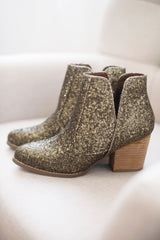 Fiera Booties in Bronze Glitter Not Rated   