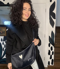 Hobo Bag Heart - Black Garbanota