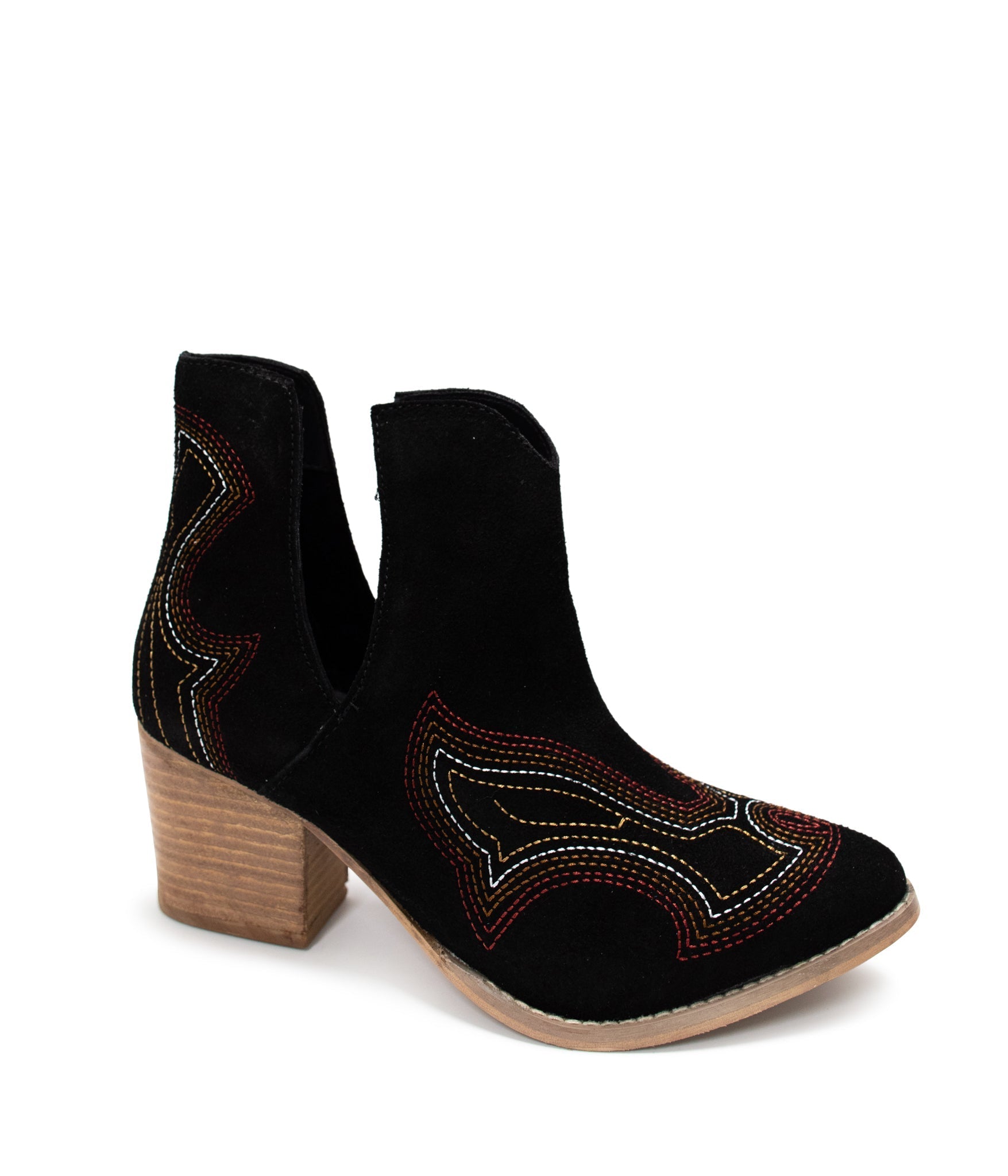 Journee Suede Western Ankle Boots in Black Naughty Monkey   