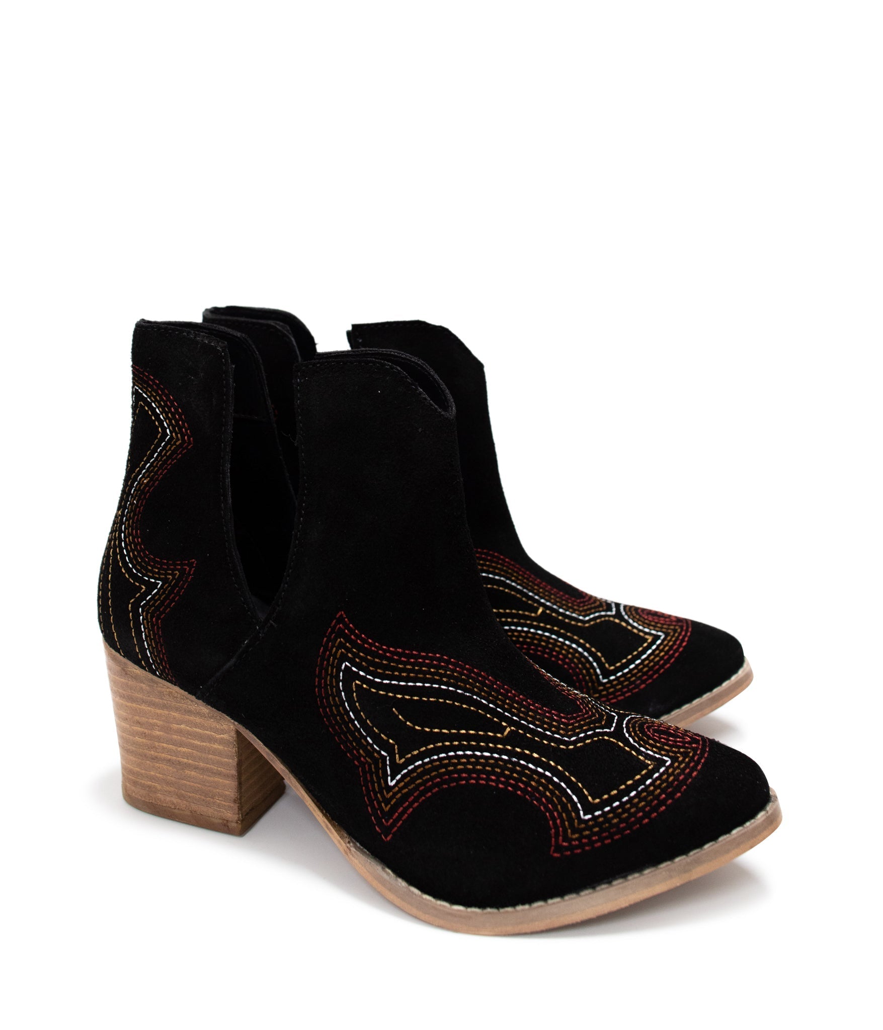 Journee Suede Western Ankle Boots in Black Naughty Monkey   