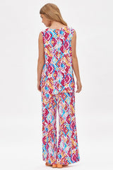 Relaxed Sunkissed Top & Pant Set in Multi Red Dear Scarlett