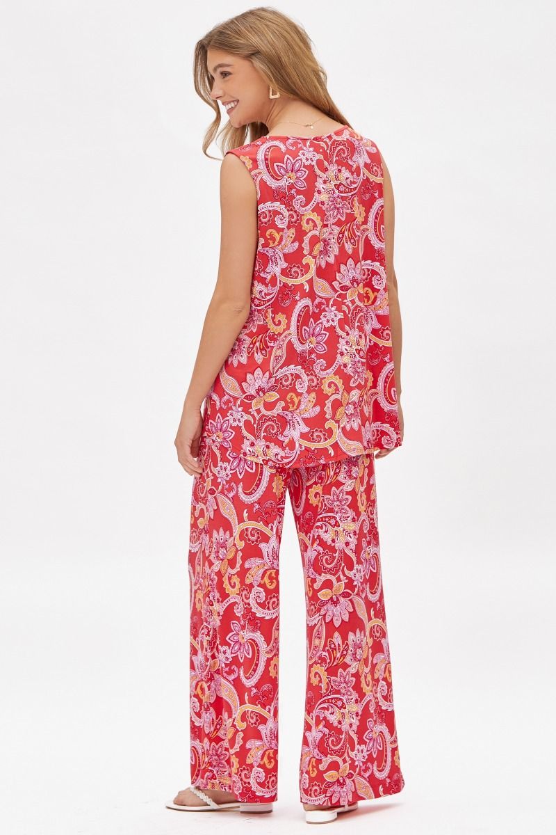 Paisley Sunkissed Relaxed Top & Pant Set in Coral Dear Scarlett