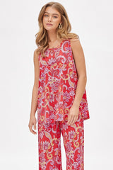Paisley Sunkissed Relaxed Top & Pant Set in Coral Dear Scarlett