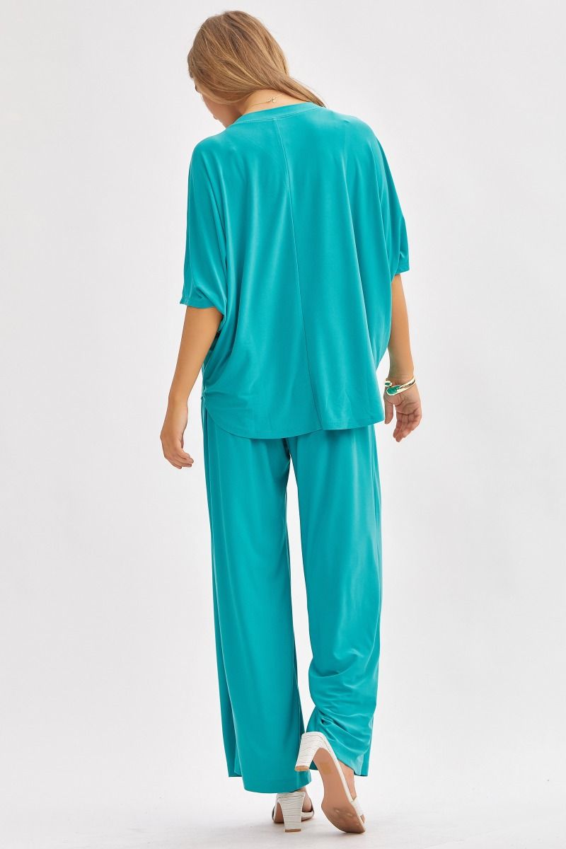 Poncho Style Top & Wide Leg Pant Coastal Set Dear Scarlett