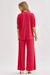 Poncho Style Top & Wide Leg Pant Coastal Set Dear Scarlett
