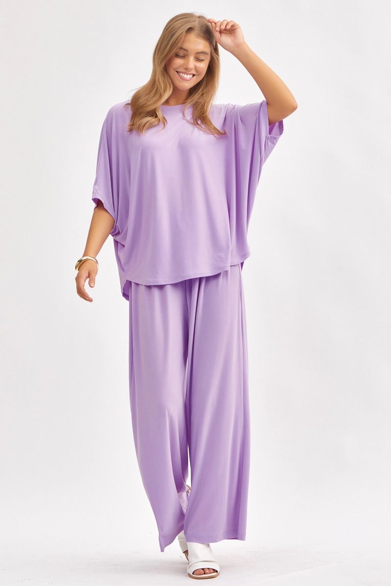 Poncho Style Top & Wide Leg Pant Coastal Set Dear Scarlett