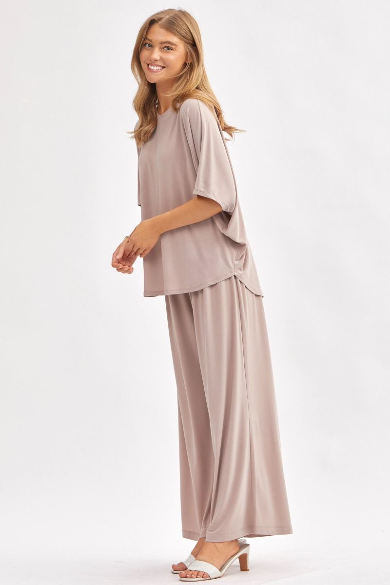 Poncho Style Top & Wide Leg Pant Coastal Set Dear Scarlett