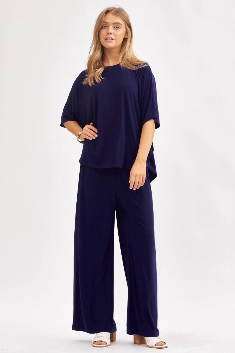 Poncho Style Top & Wide Leg Pant Coastal Set Dear Scarlett