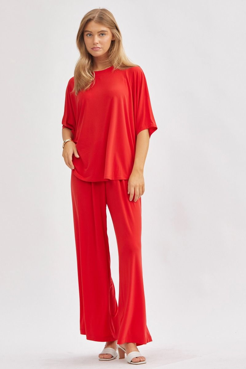Poncho Style Top & Wide Leg Pant Coastal Set Dear Scarlett