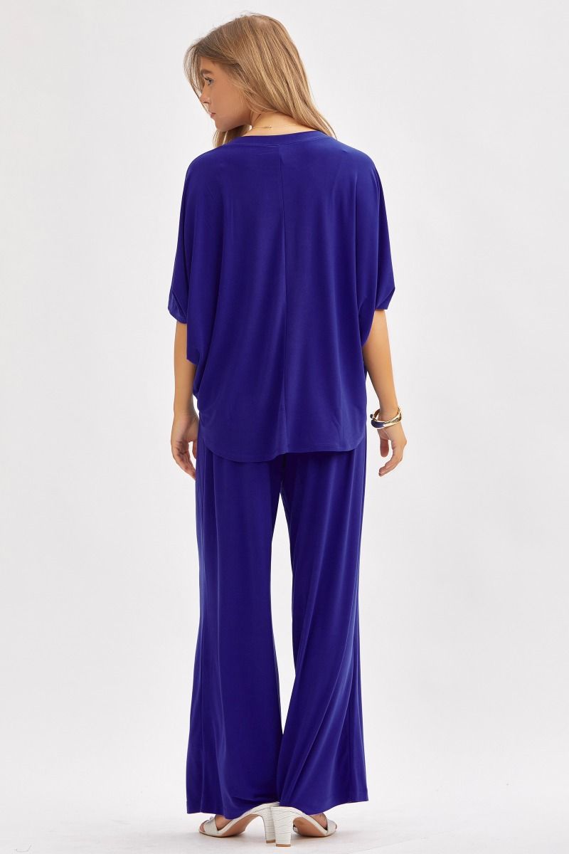 Poncho Style Top & Wide Leg Pant Coastal Set Dear Scarlett