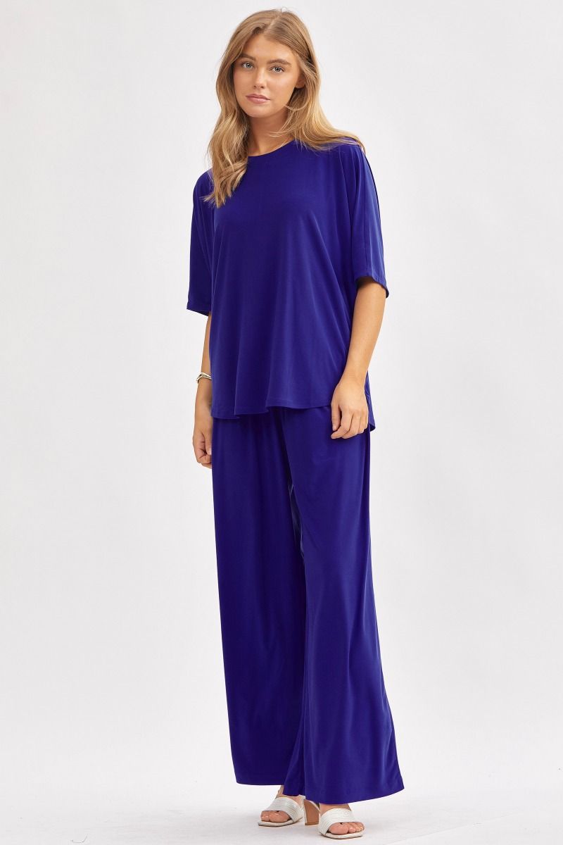 Poncho Style Top & Wide Leg Pant Coastal Set Dear Scarlett